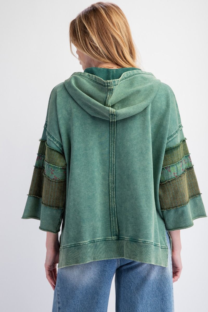 Mix Texture Pullover in Pine Green