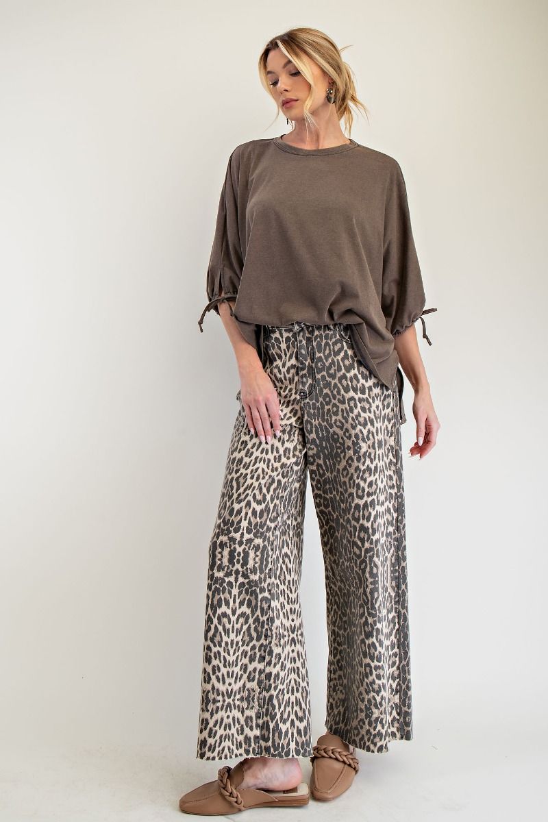 Mineral Washed 3/4 Sleeve top in Ash