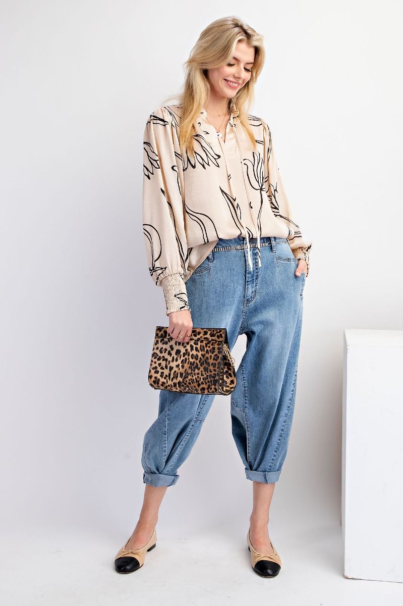 Plus Size Crinkle Satin Blouse