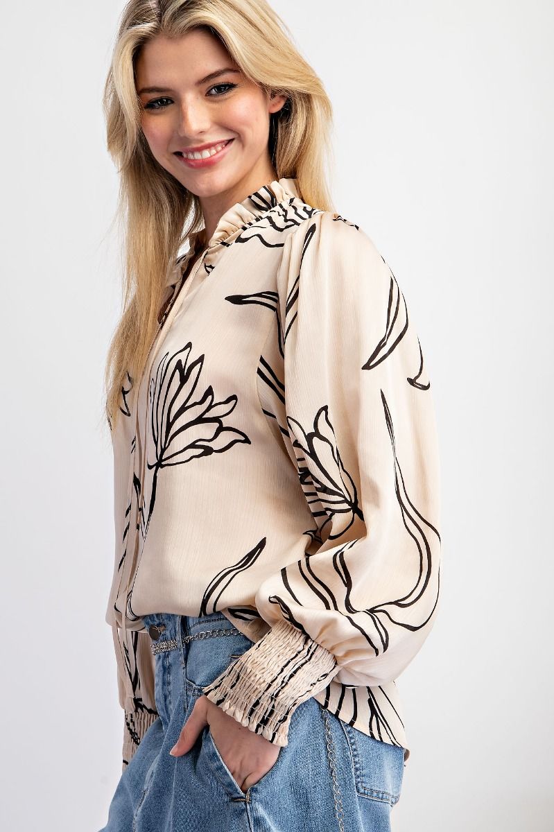 Plus Size Crinkle Satin Blouse