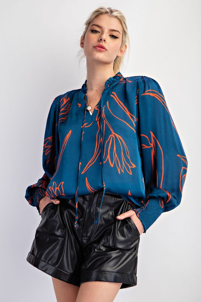 Plus Size Crinkle Satin Blouse