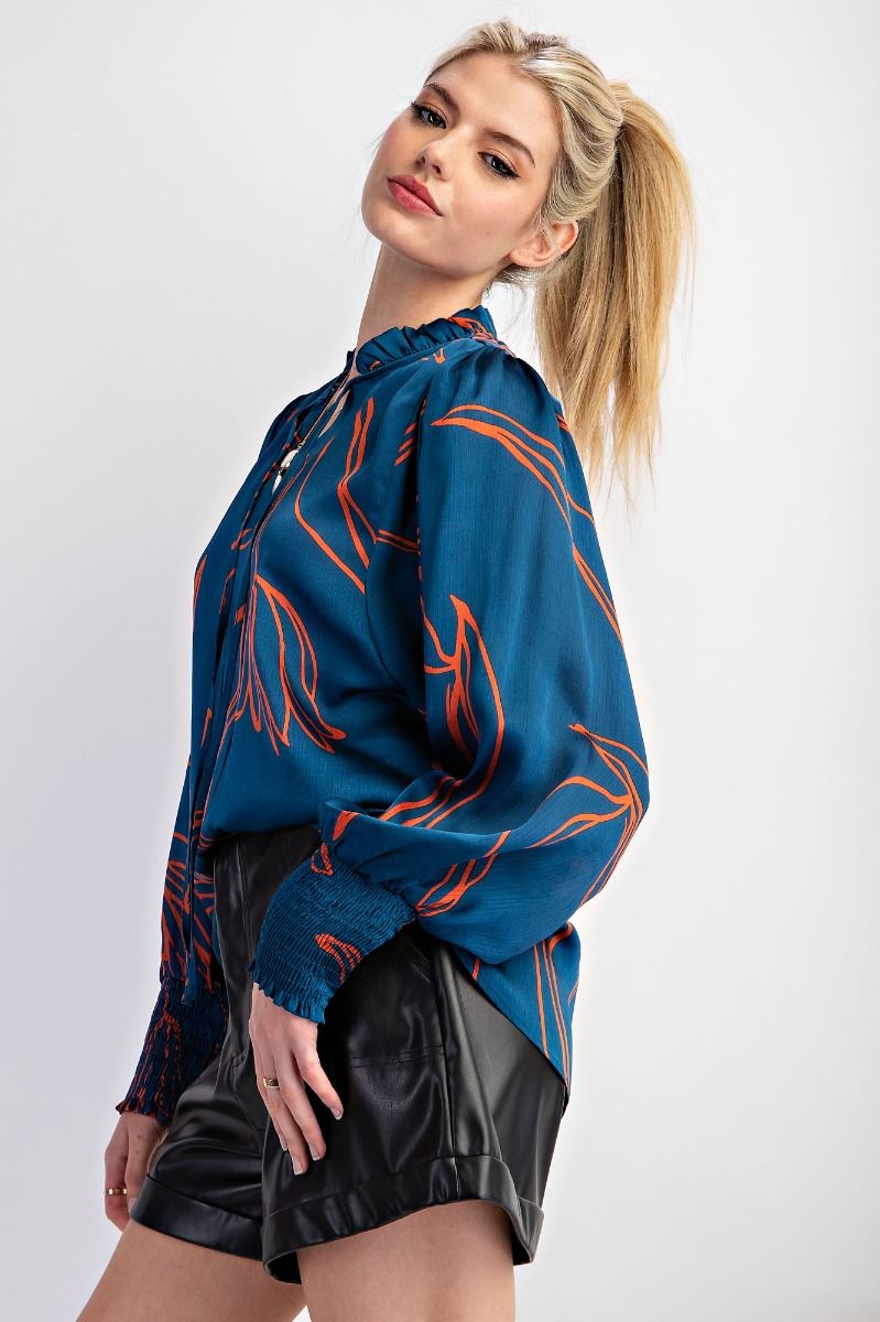 Plus Size Crinkle Satin Blouse