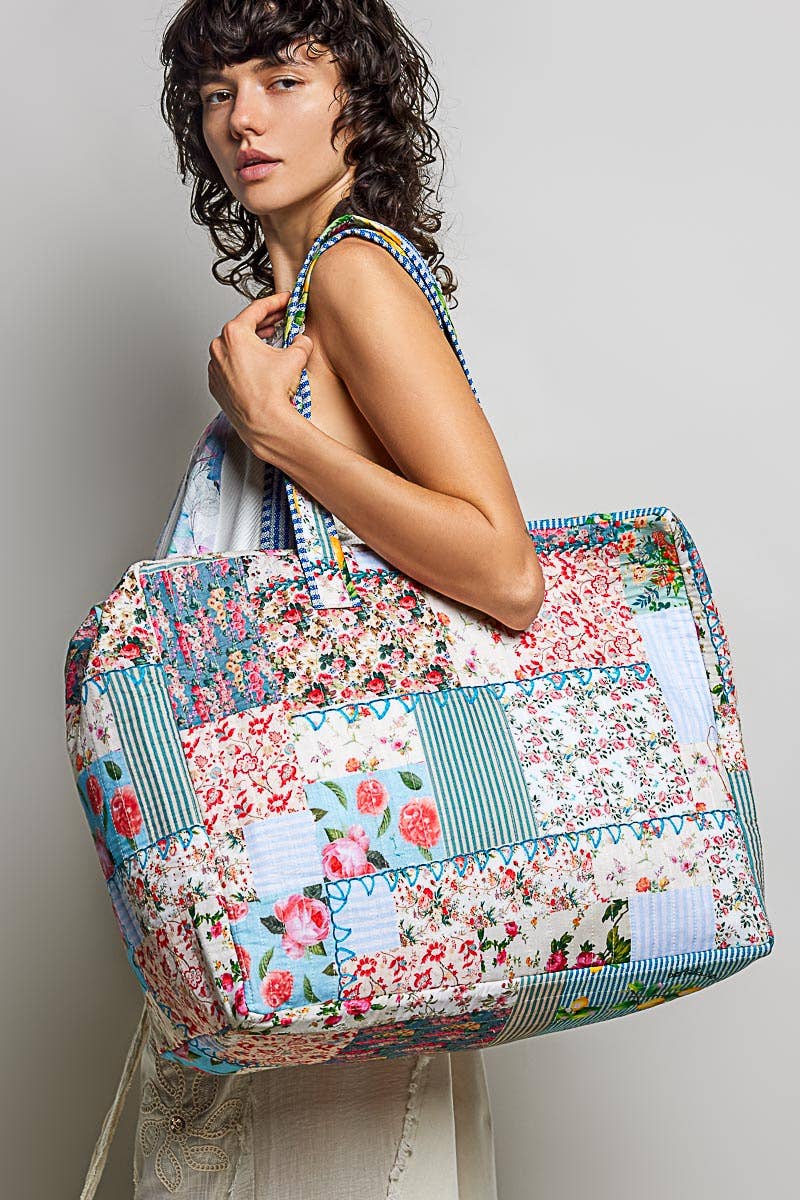 Trompe L’oeil Patchwork Structured Quilted Tote Bag