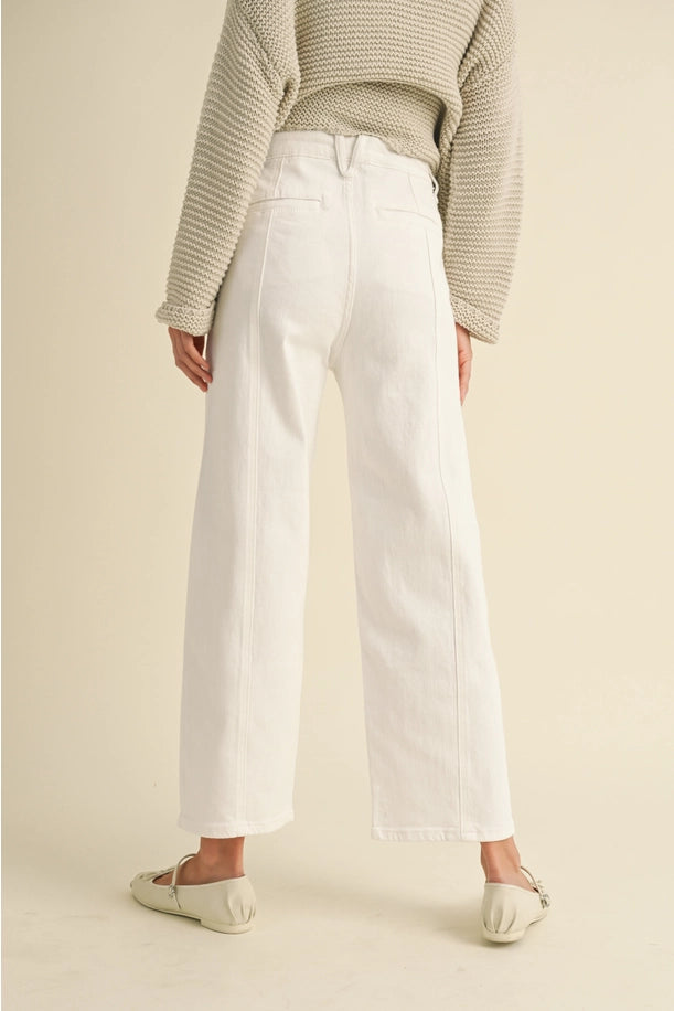 Paneled Stretch Pants in White