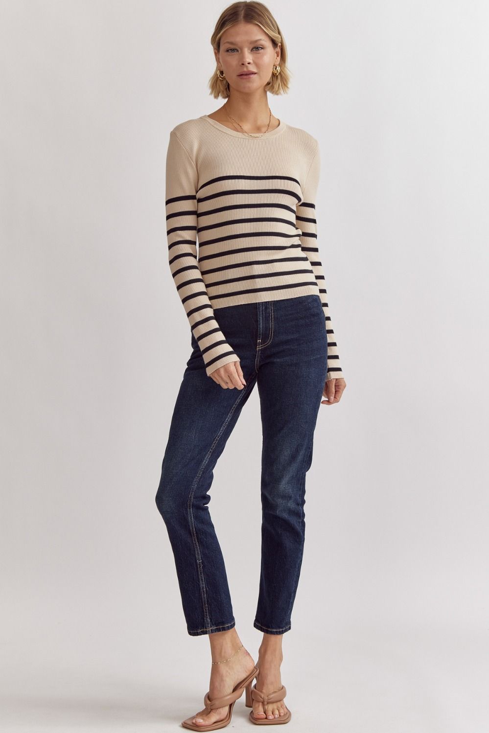 Fitted Striped Black and cream top