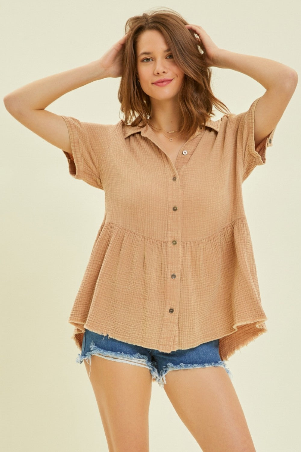 Mineral Washed Babydoll in Graham Cracker