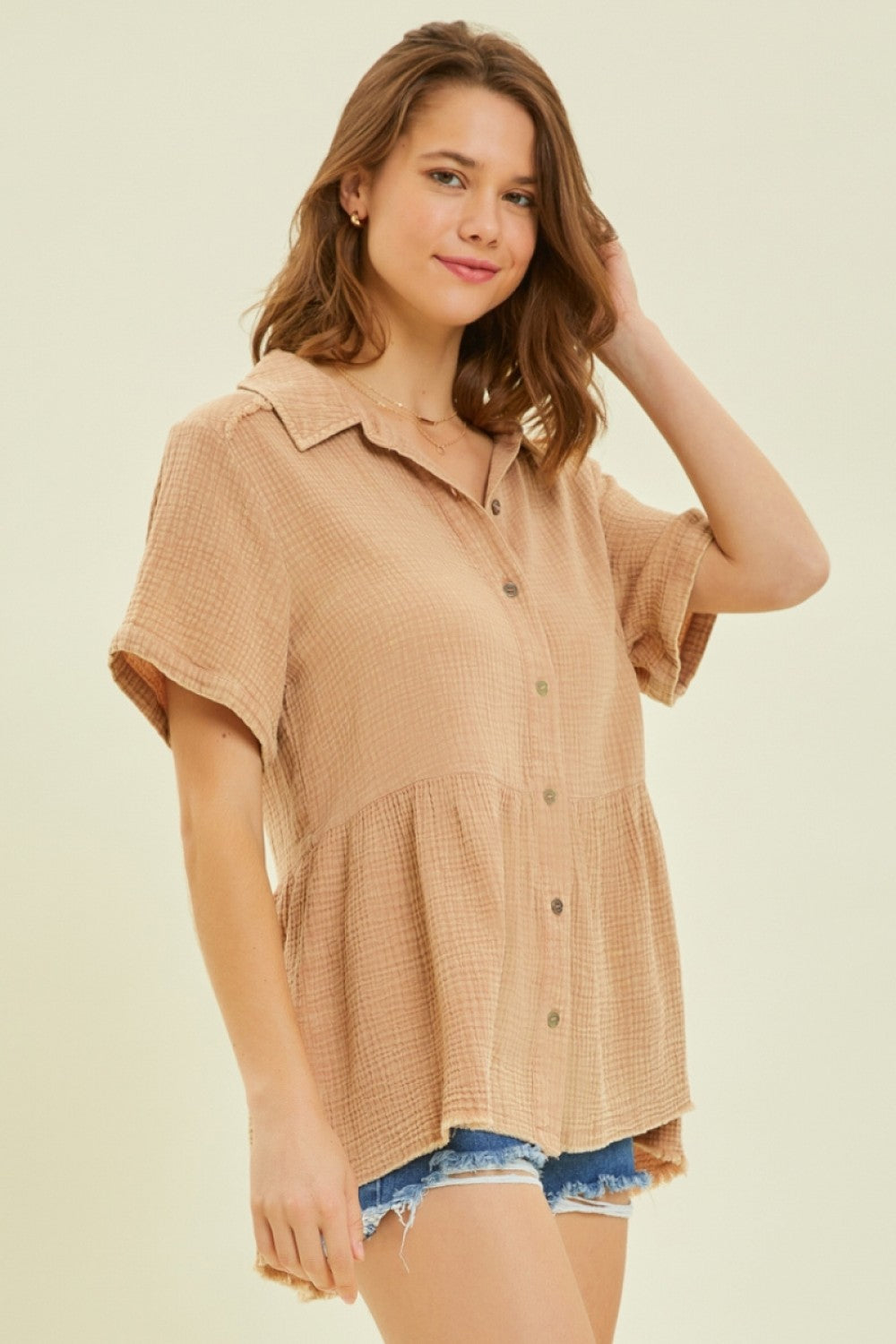 Mineral Washed Babydoll in Graham Cracker