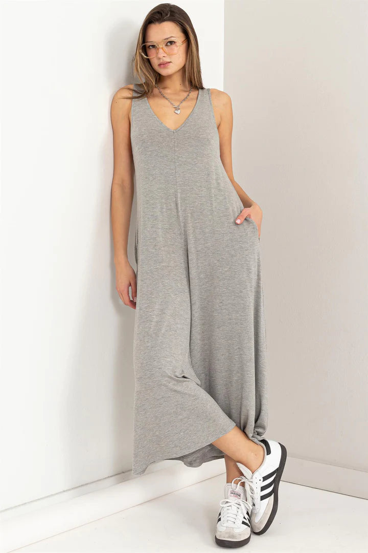 Jersey V-neck Jumpsuit multiple colors 40% off use code:sale40