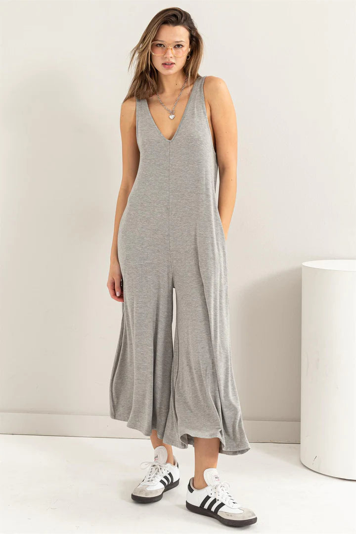 Jersey V-neck Jumpsuit multiple colors