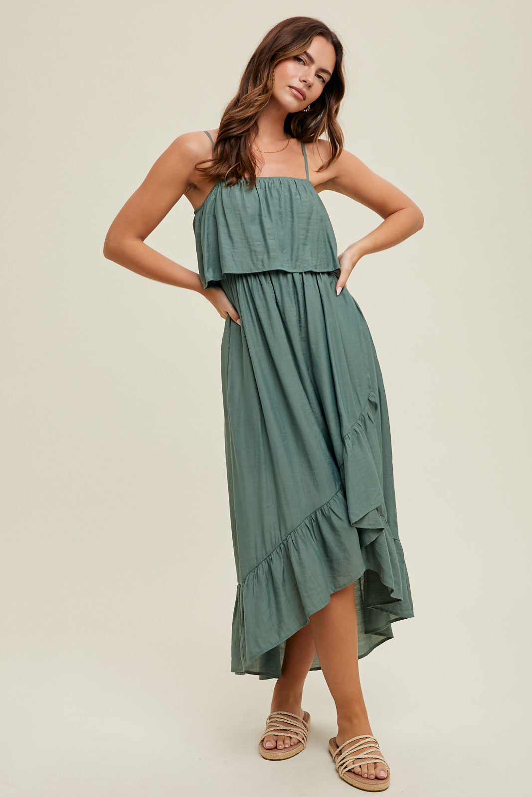 Assymmetrical Midi Dress in Pistachio Assymmetrical Midi Dress in Pistachio