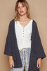 Cuffed Sleeve Cardigan in Charcoal
