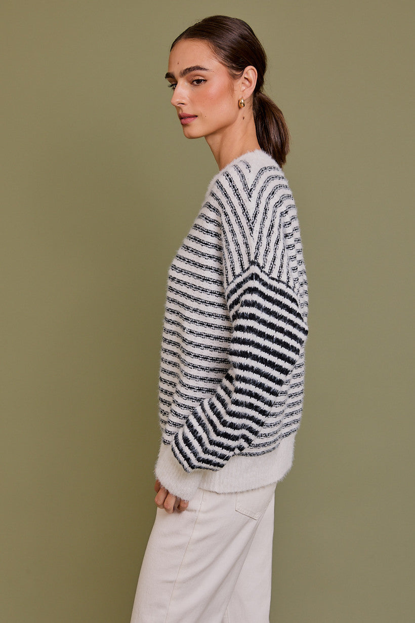 Long Sleeve Crew Neck Striped Sweater