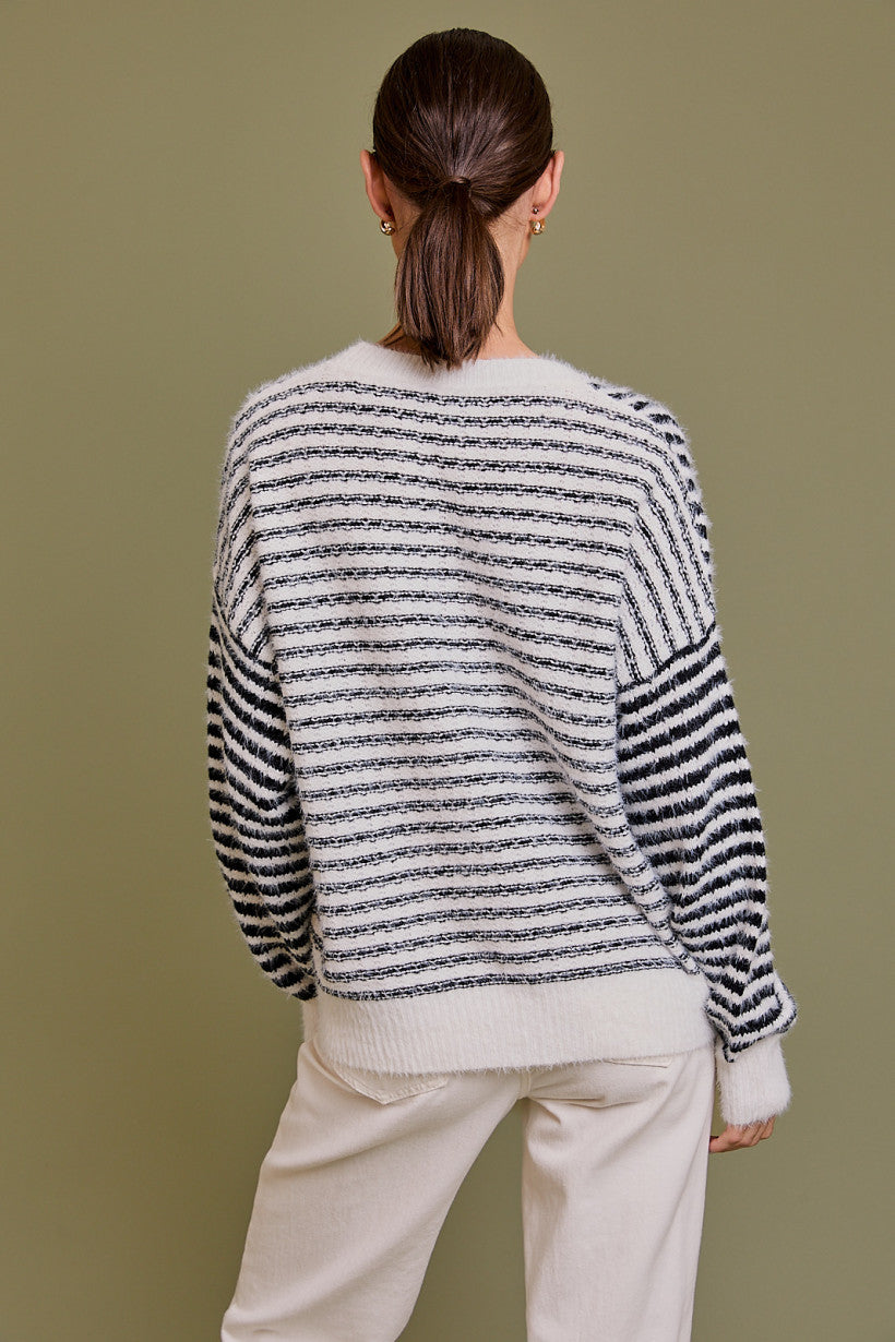 Long Sleeve Crew Neck Striped Sweater