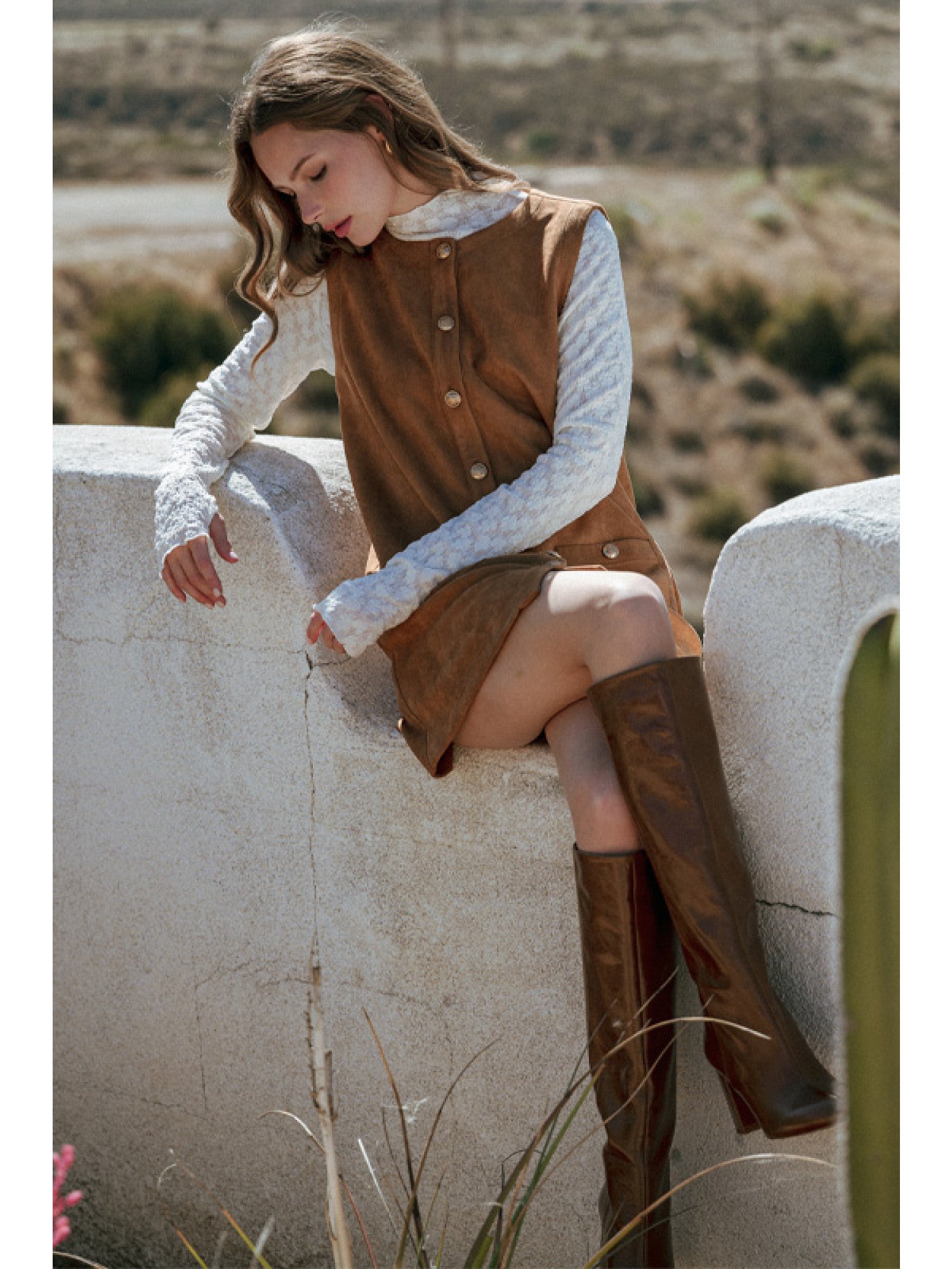 Sweet Suede Shift Dress in Camel
