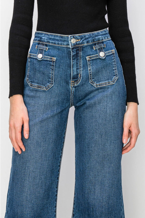 Plus Size High Rise Crop Palazzo Jeans by Artemis Vintage
