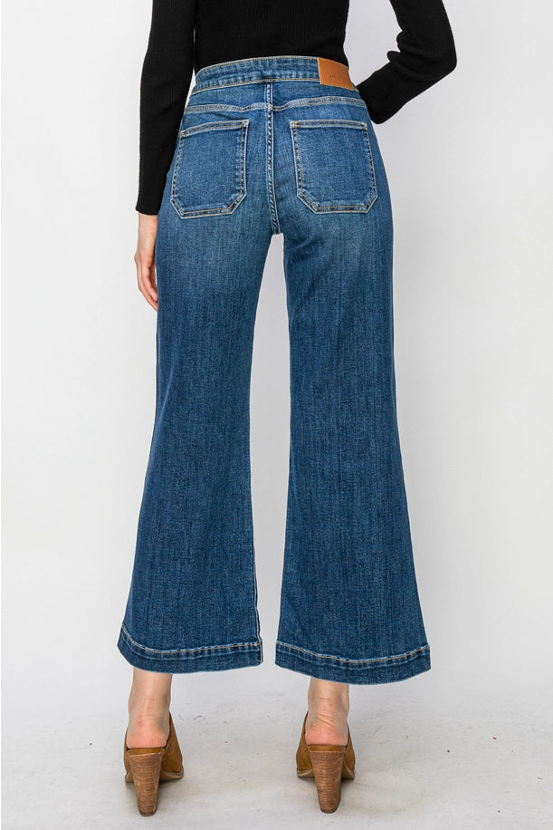 Plus Size High Rise Crop Palazzo Jeans by Artemis Vintage
