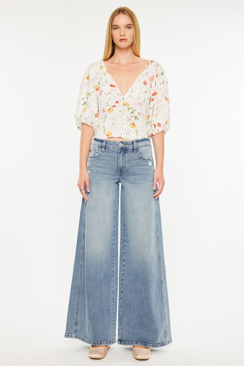 Kancan Mid-Rise Super Wide Leg Jeans