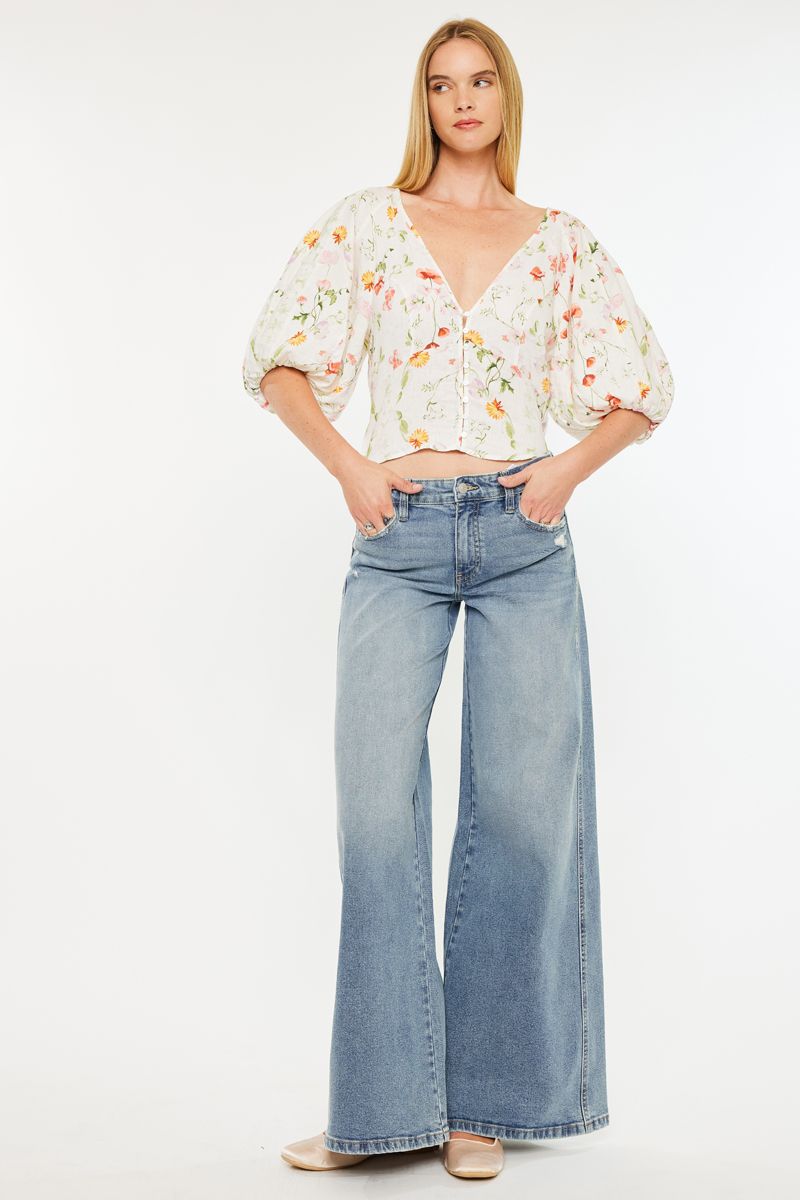 Kancan Mid-Rise Super Wide Leg Jeans