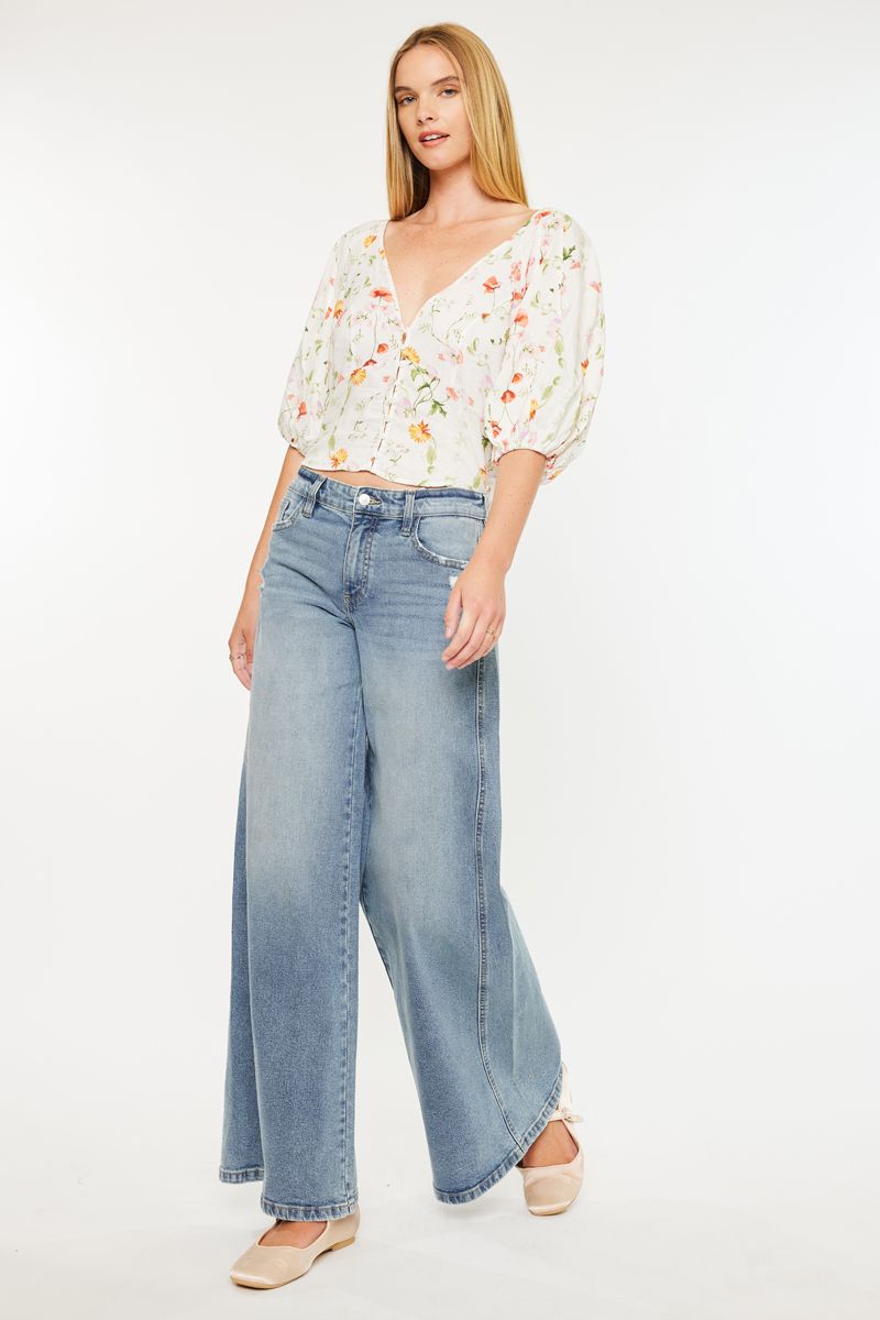 Kancan Mid-Rise Super Wide Leg Jeans