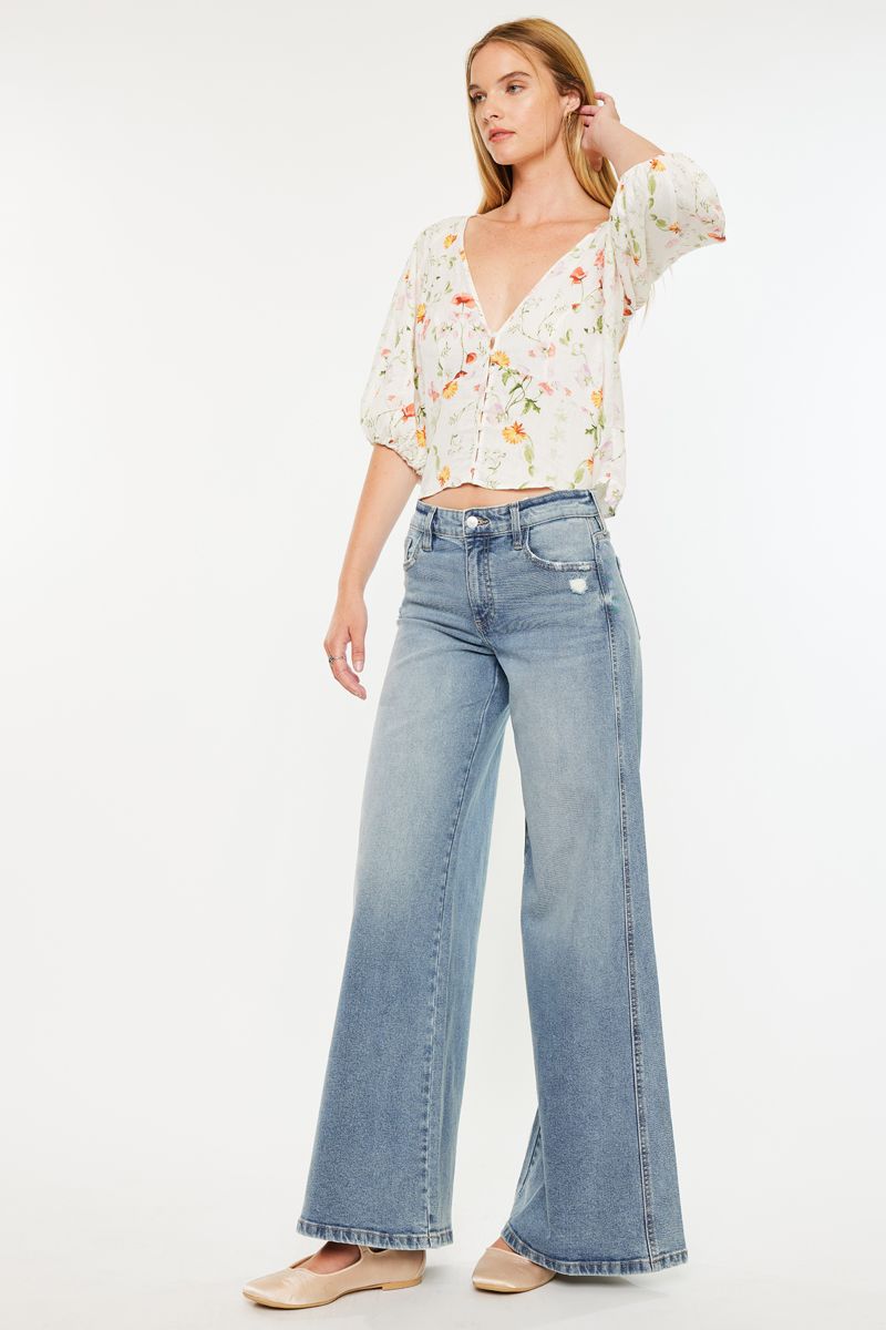 Kancan Mid-Rise Super Wide Leg Jeans