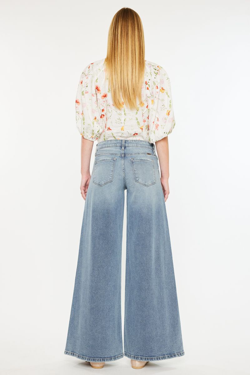 Kancan Mid-Rise Super Wide Leg Jeans