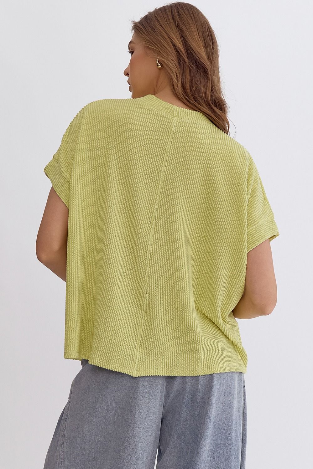 Short Sleeve Knit Top in Lime