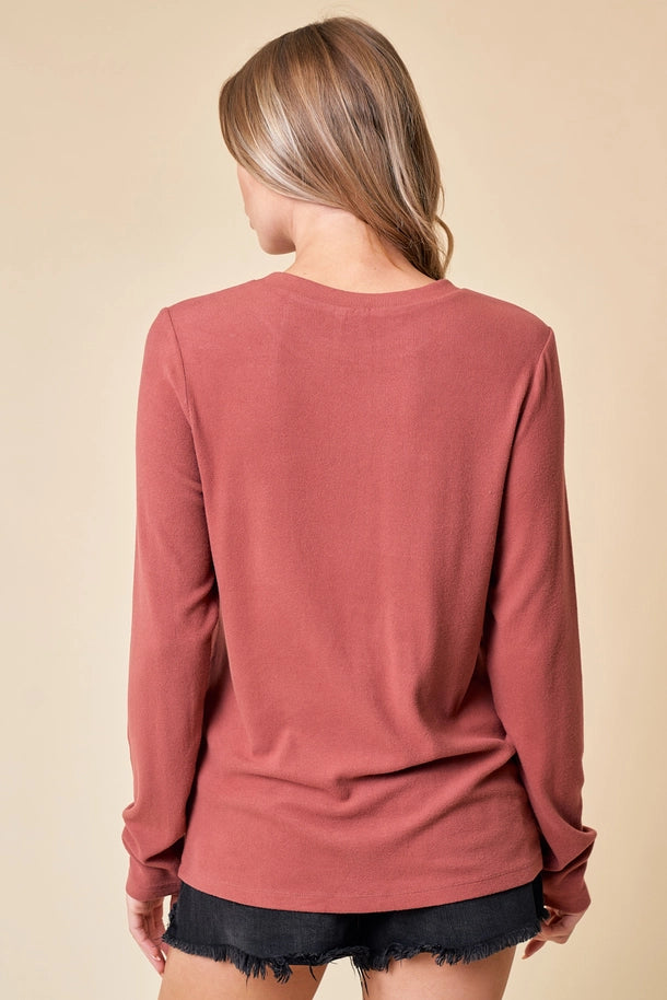 Soft knit top in Brick