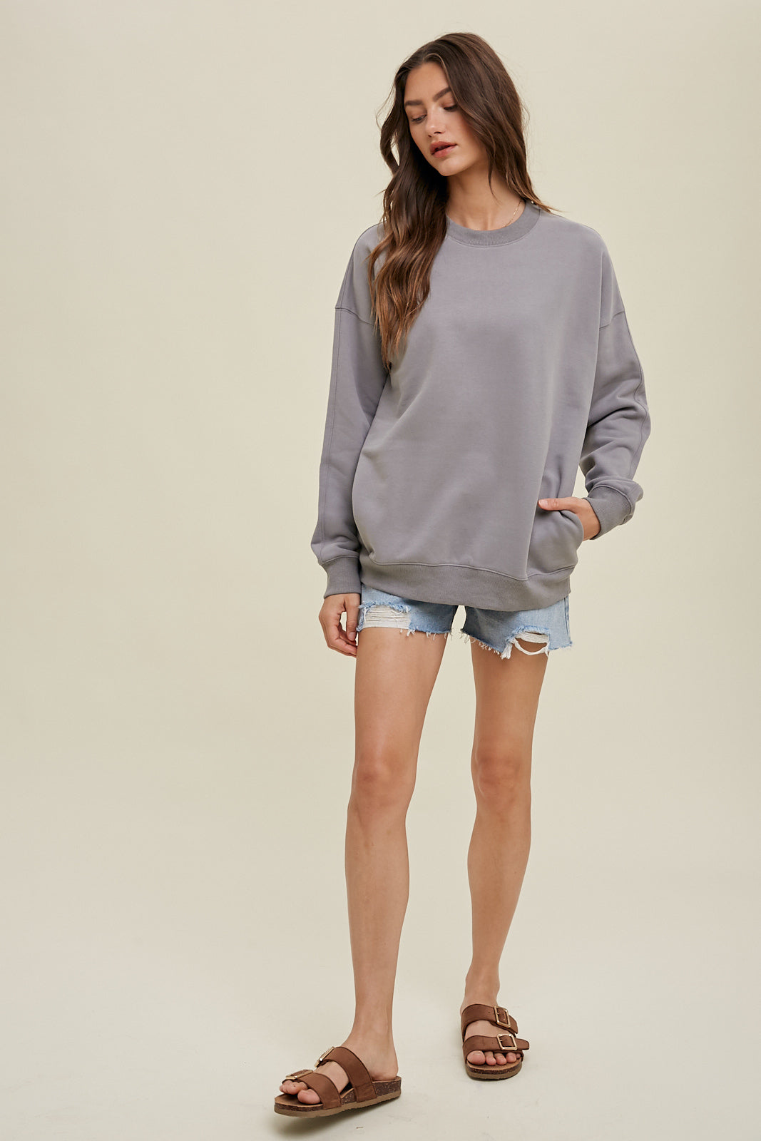 FRENCH TERRY SWEATSHIRT WITH SIDE POCKETS