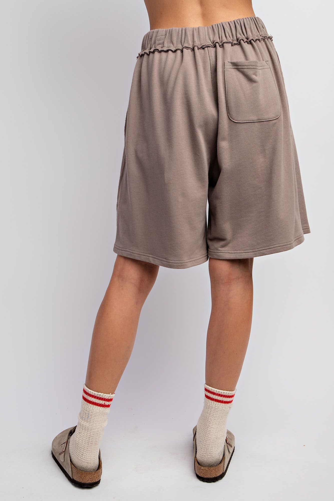 Inside out terry knit shorts in Ash Mocha