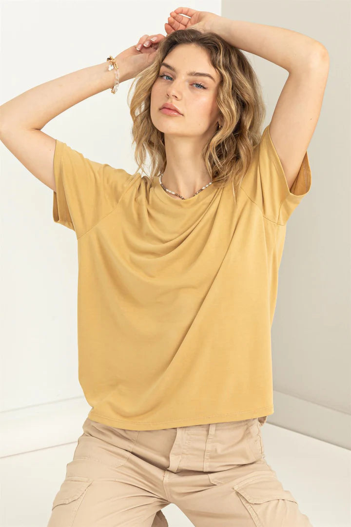 Oversized Girl Next Door tee in Tortilla Brown