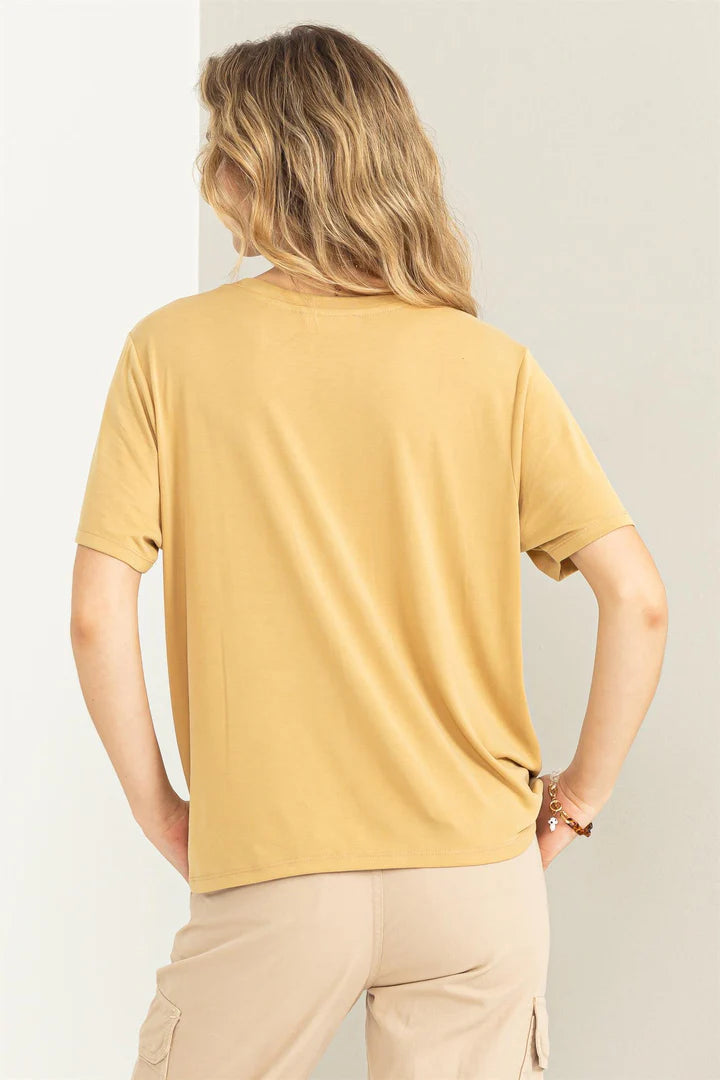 Oversized Girl Next Door tee in Tortilla Brown