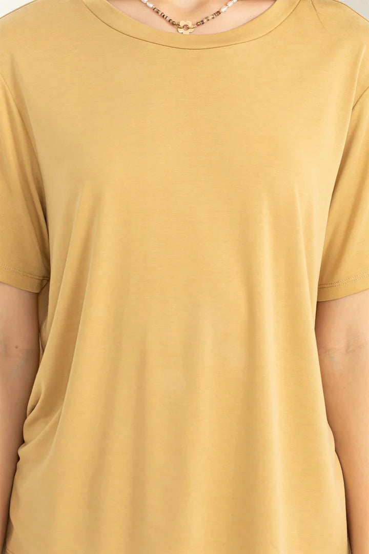 Oversized Girl Next Door tee in Tortilla Brown