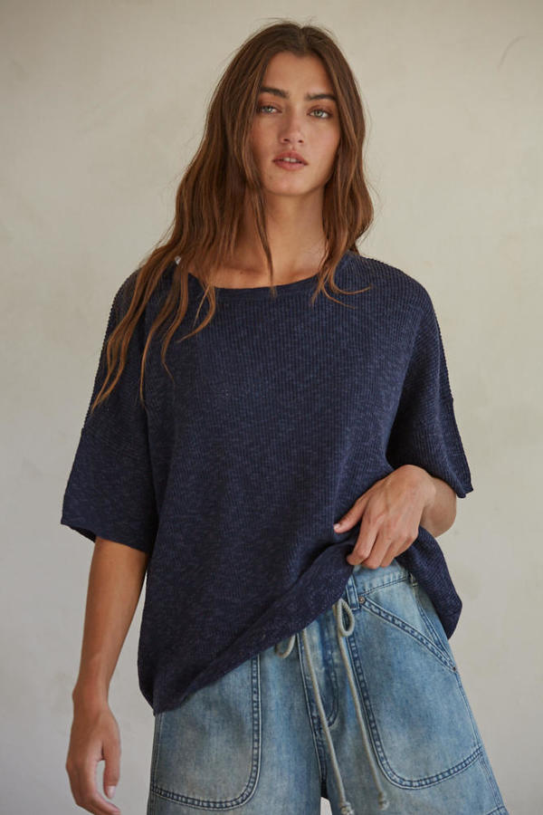 Short sleeve Sweater in Navy
