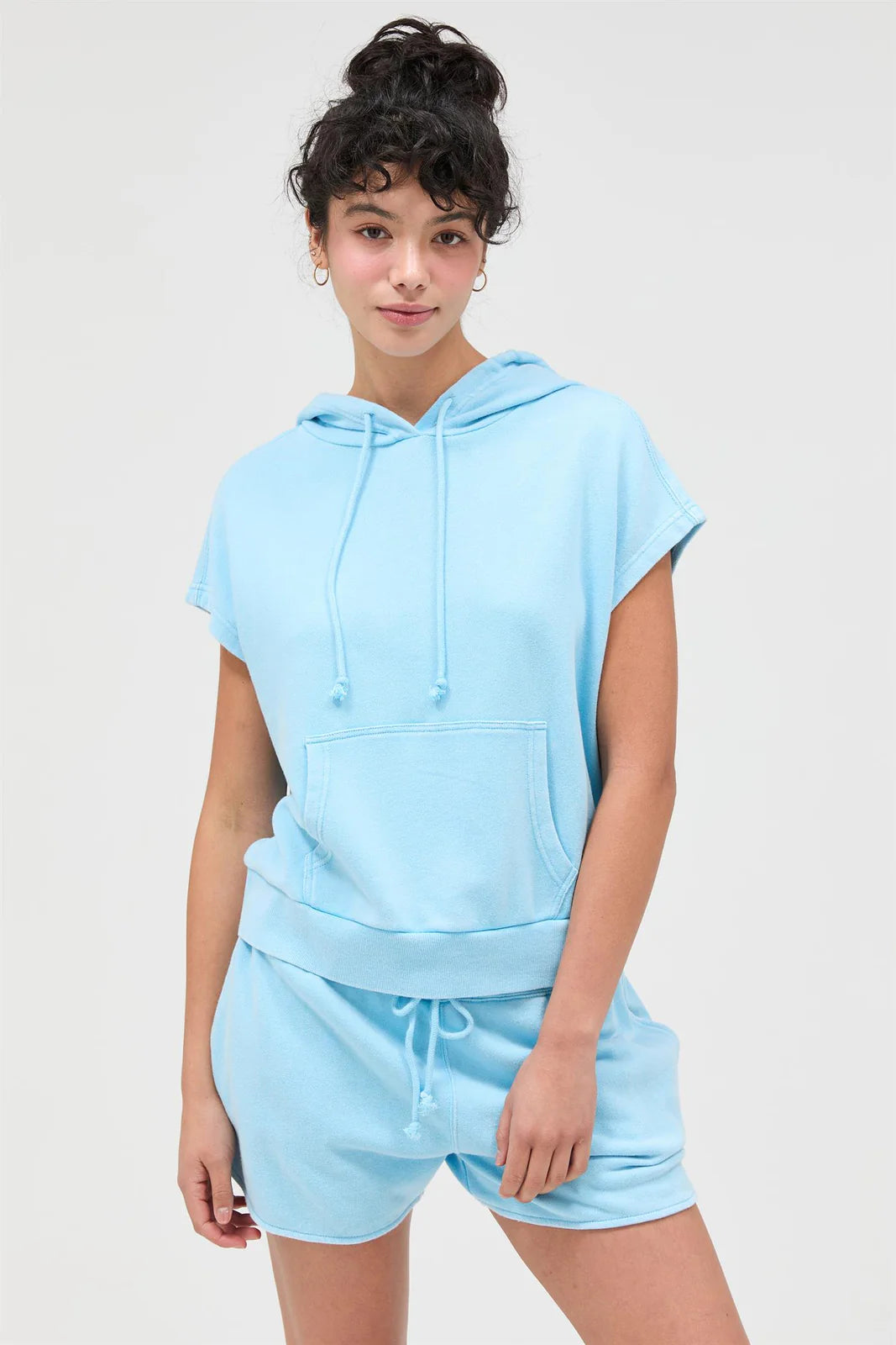 Acid Wash Skort Set in Icy Blue