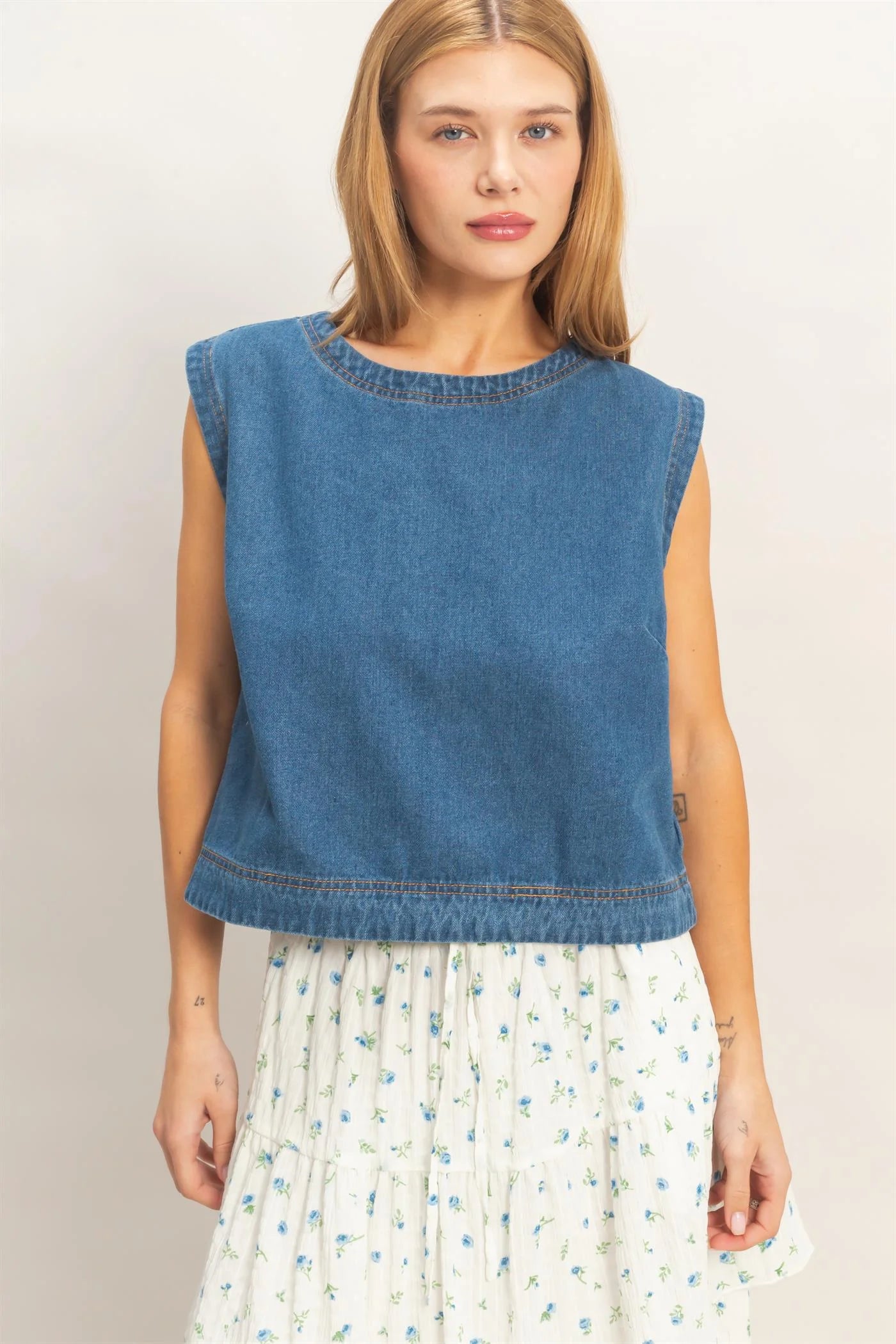 Sleeveless Denim Top