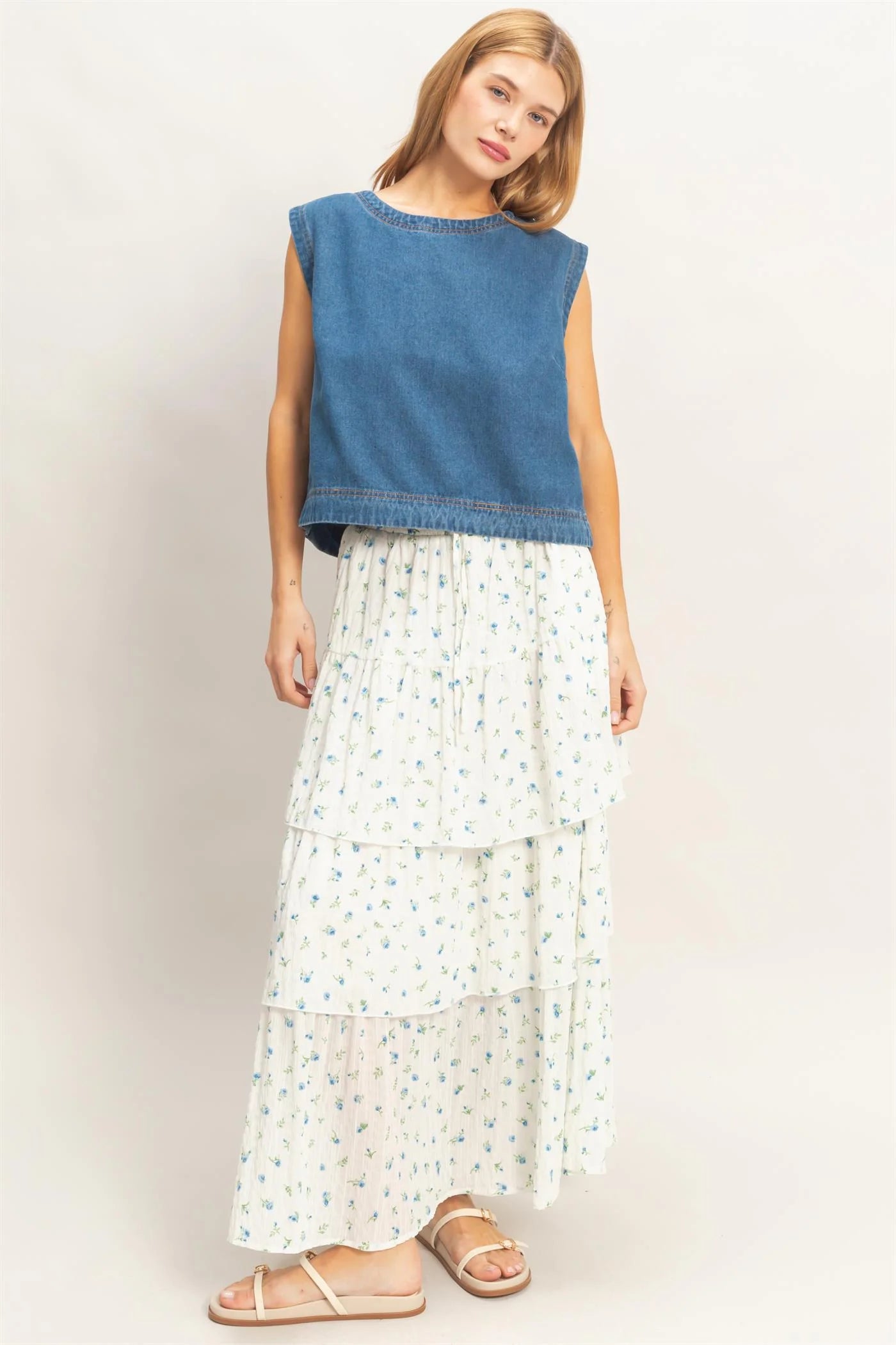 Sleeveless Denim Top