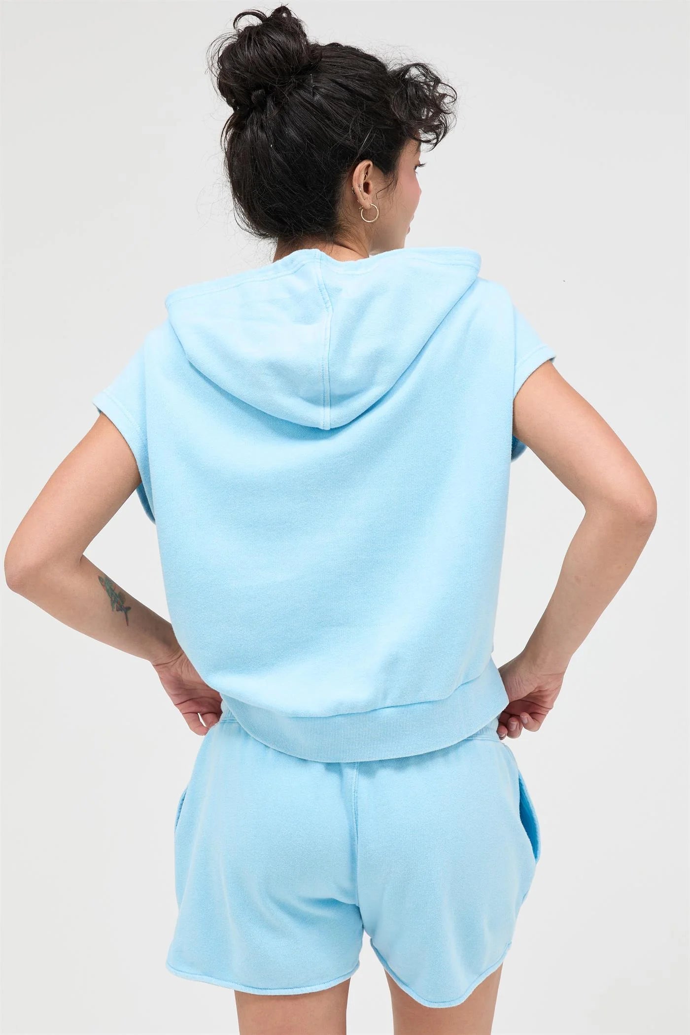 Acid Wash Skort Set in Icy Blue