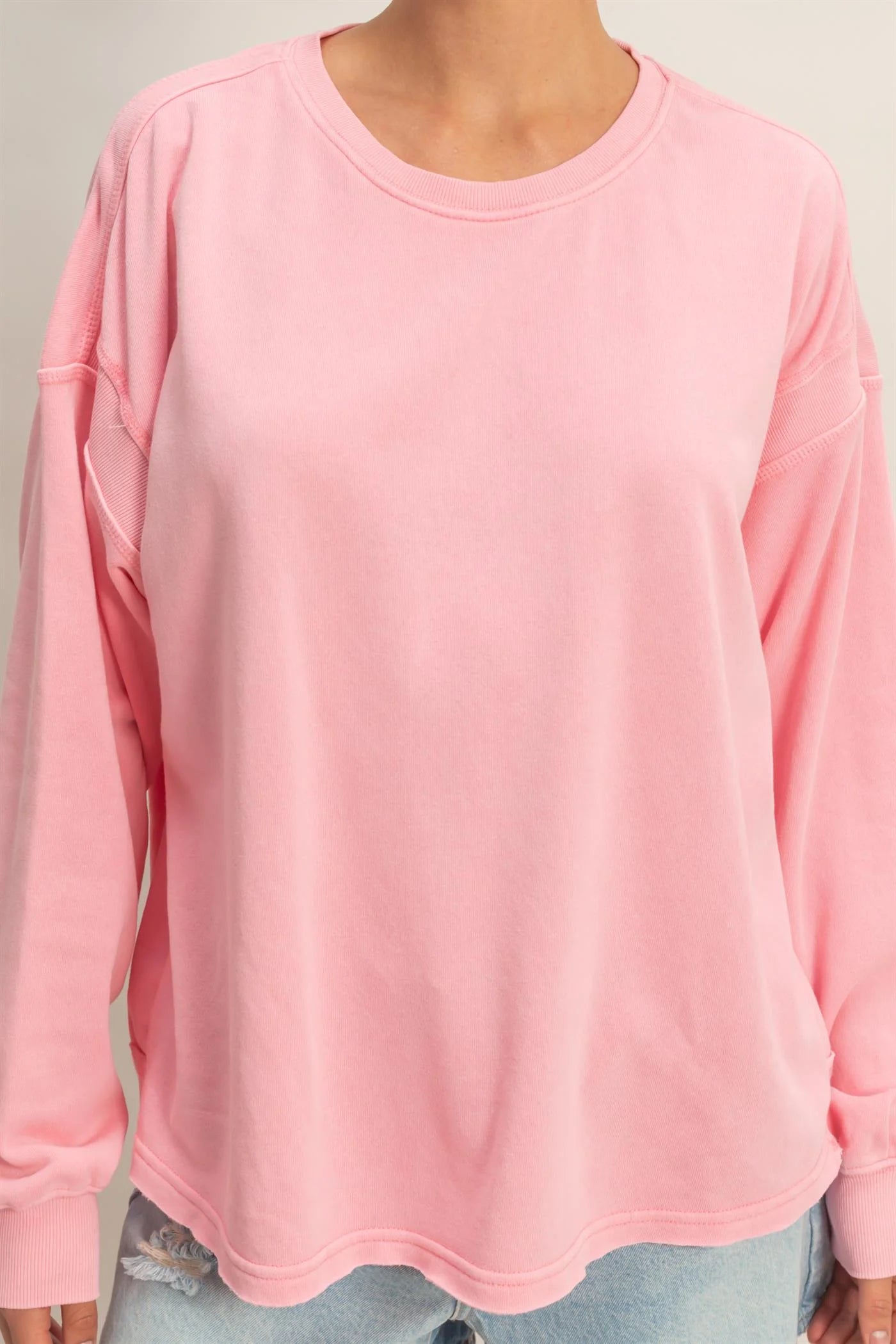 Terry Knit Open Back Top in Pink