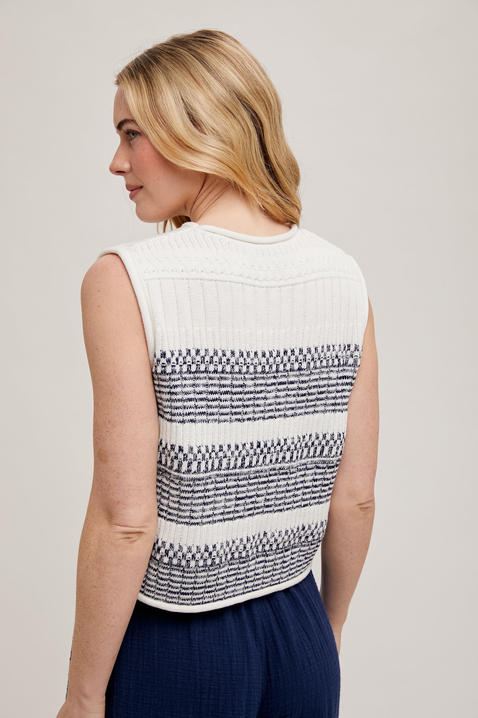Rolled Neck Texture Vest in Midnight