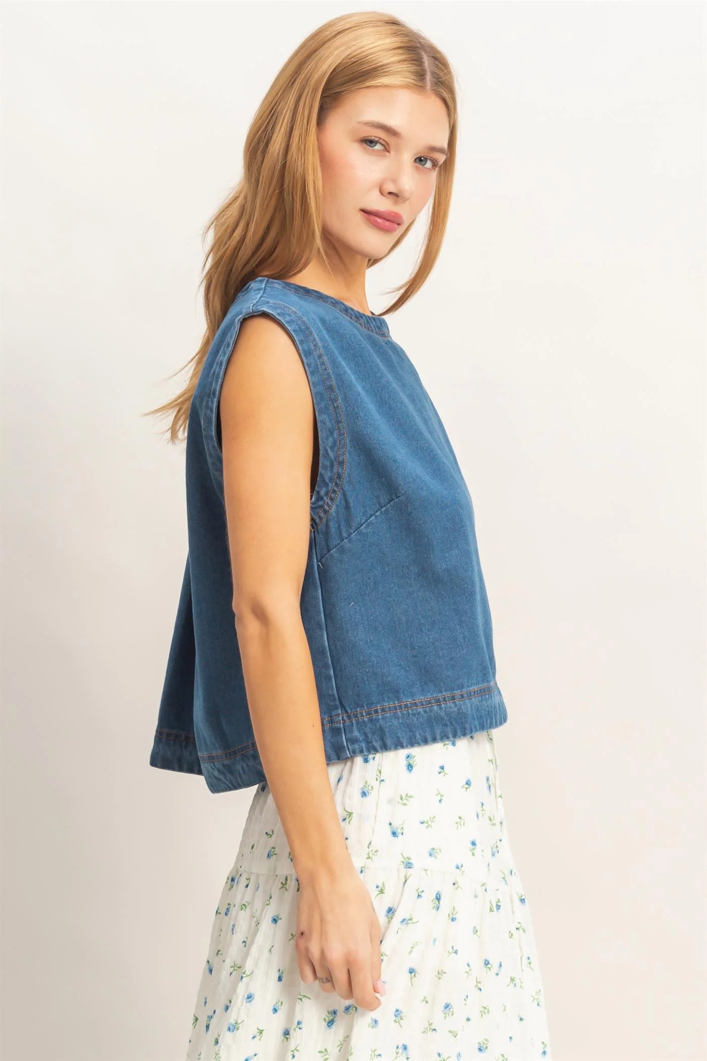 Sleeveless Denim Top