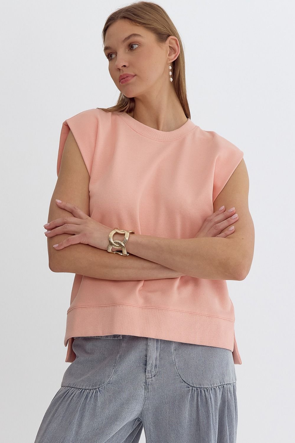Sleeveless top in Peach
