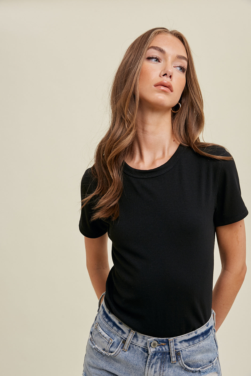 Ribbed Knit Short Sleeve Top in 5 Colors
