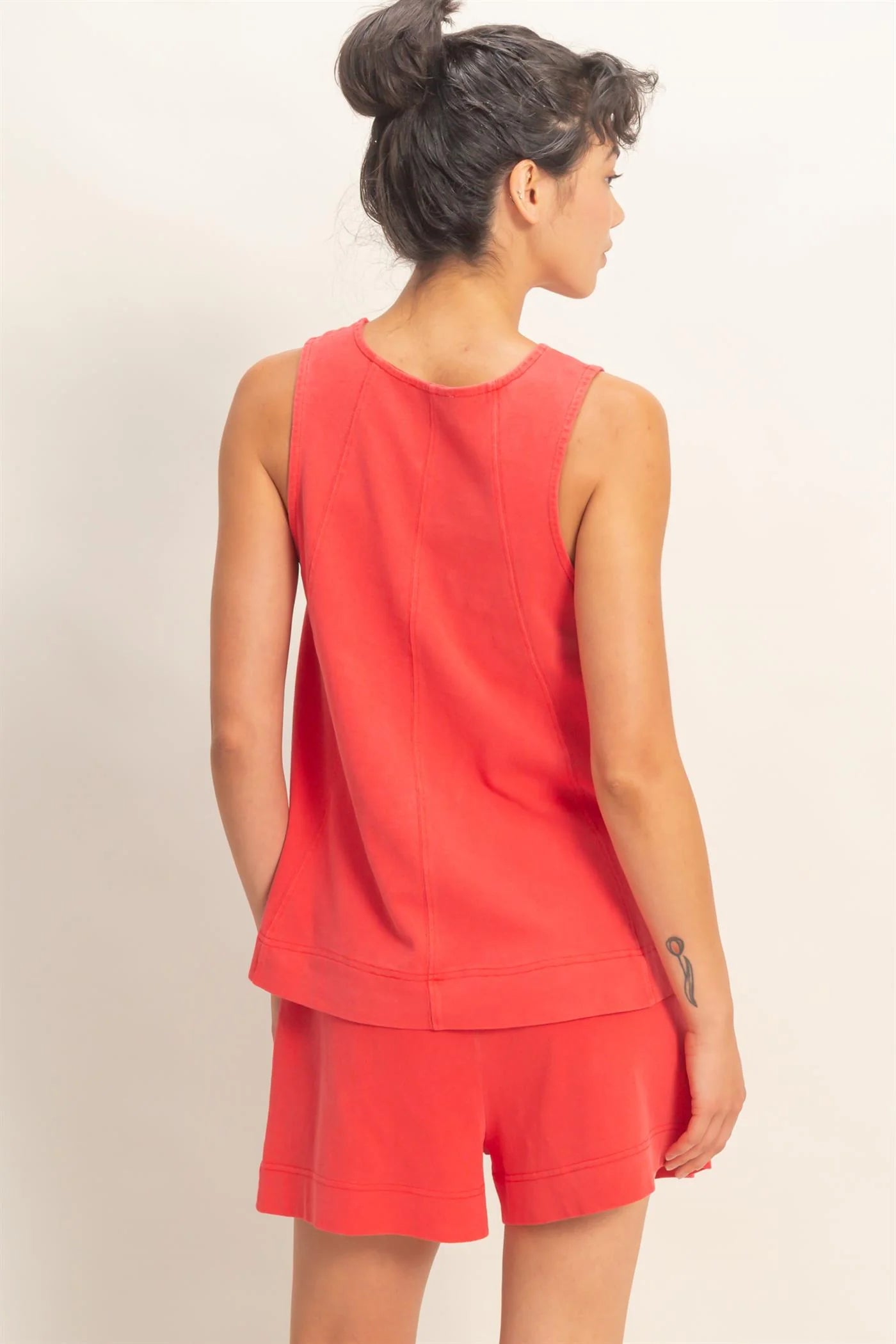 Sleeveless Round Neck and Short Set