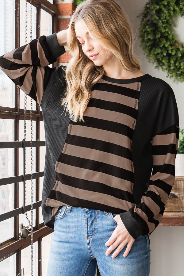 Striped Brown and Black Plus Size