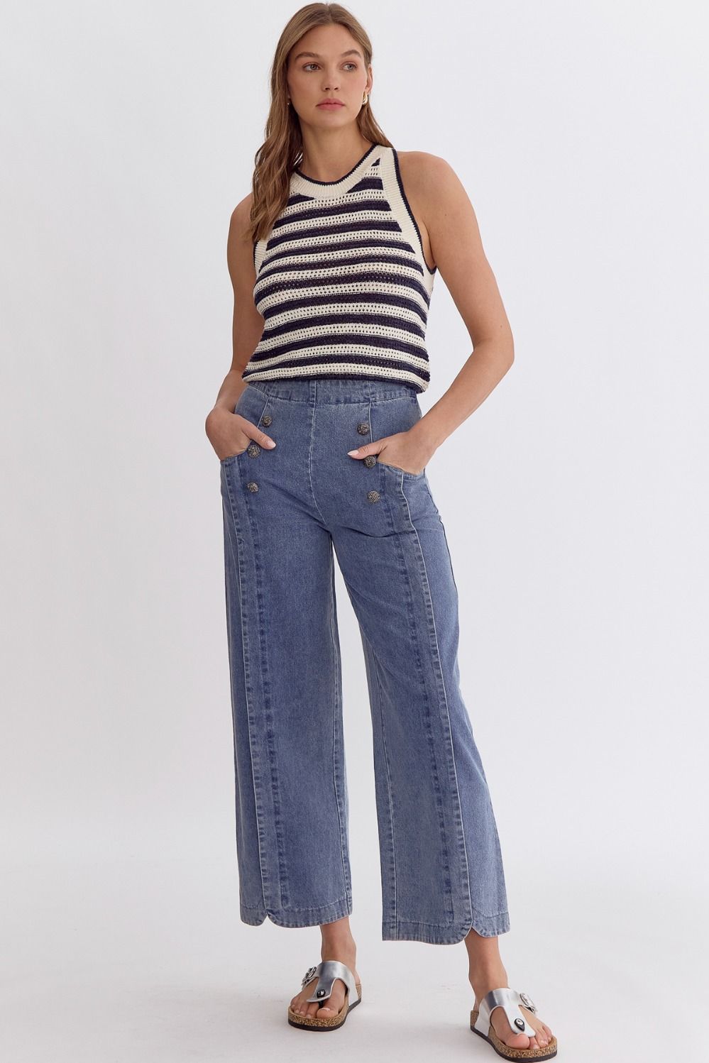 Sailor Button Detail Jeans
