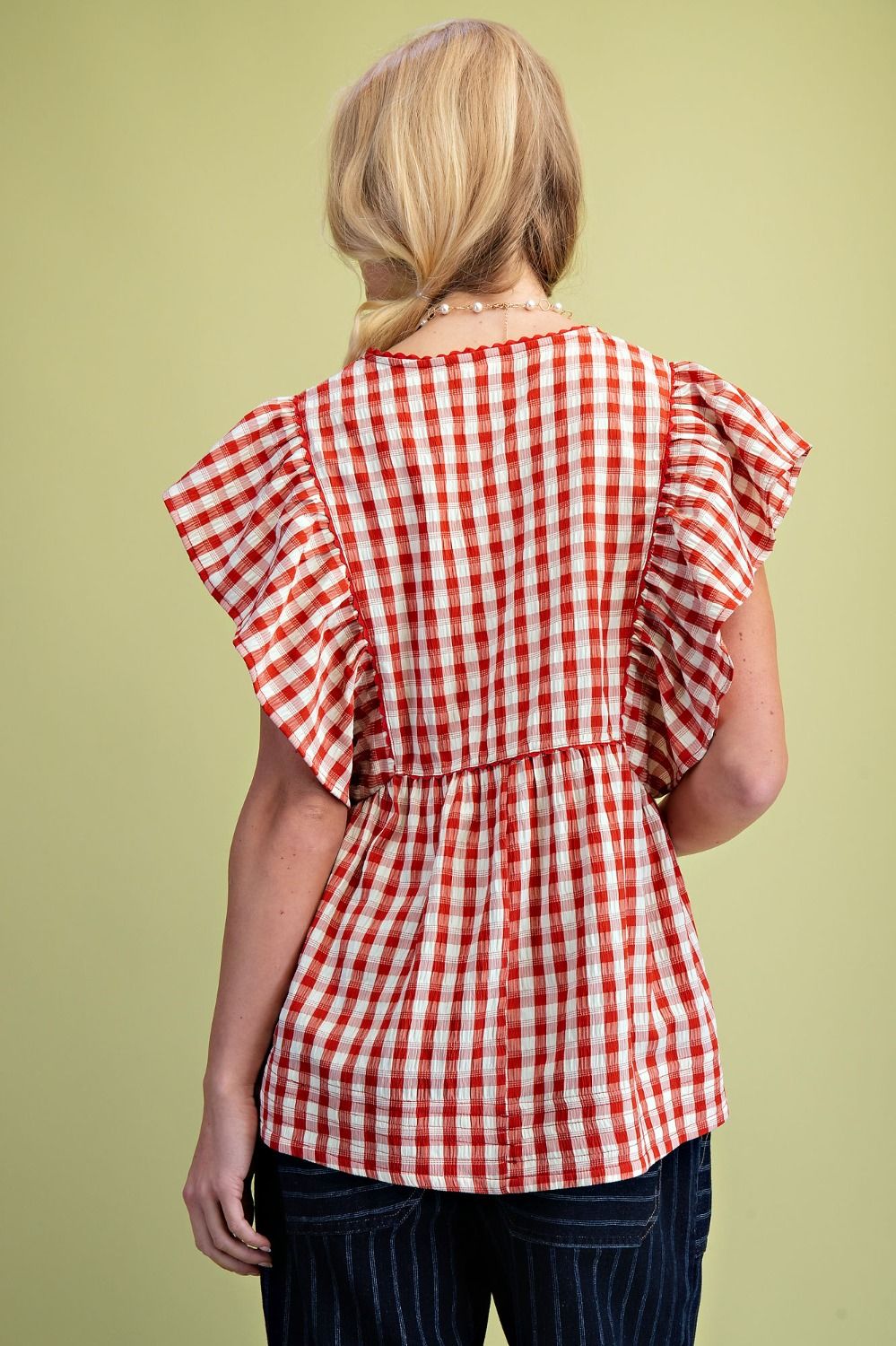 Gingham Seersucker Top