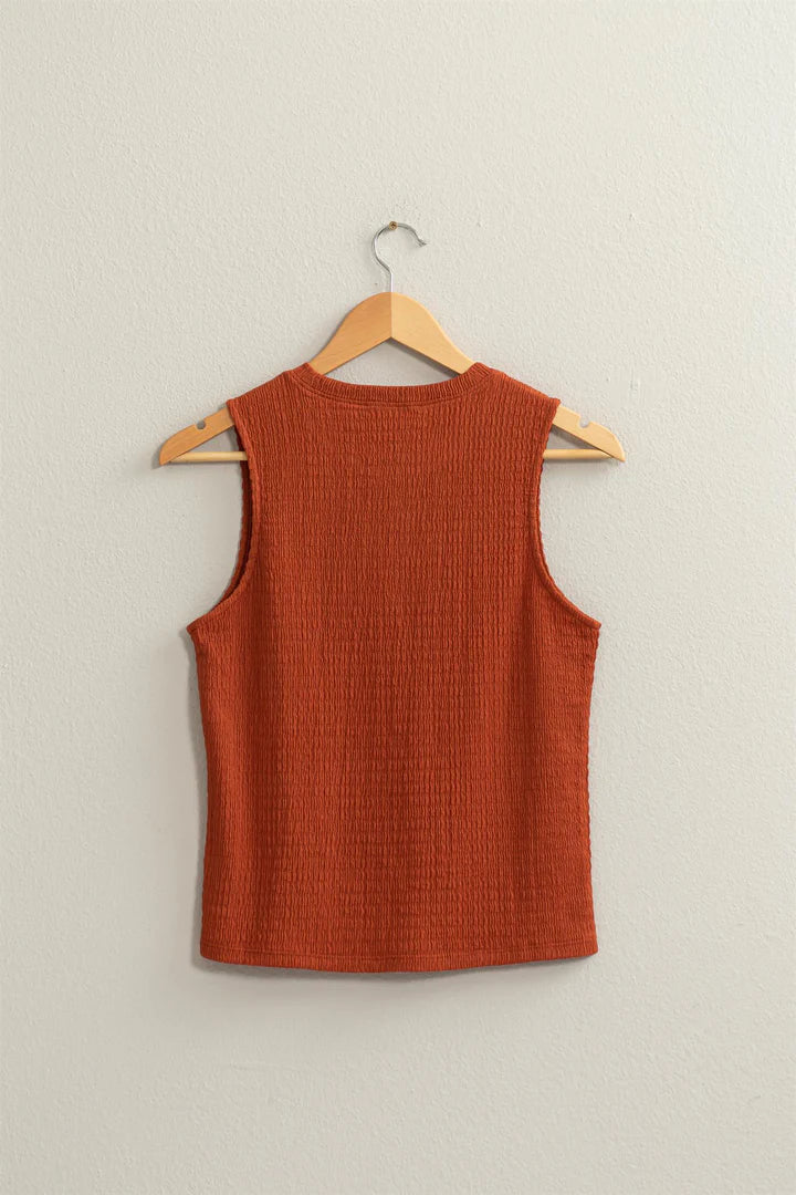 Relax Fit Sleeveless Top in Baked Clay
