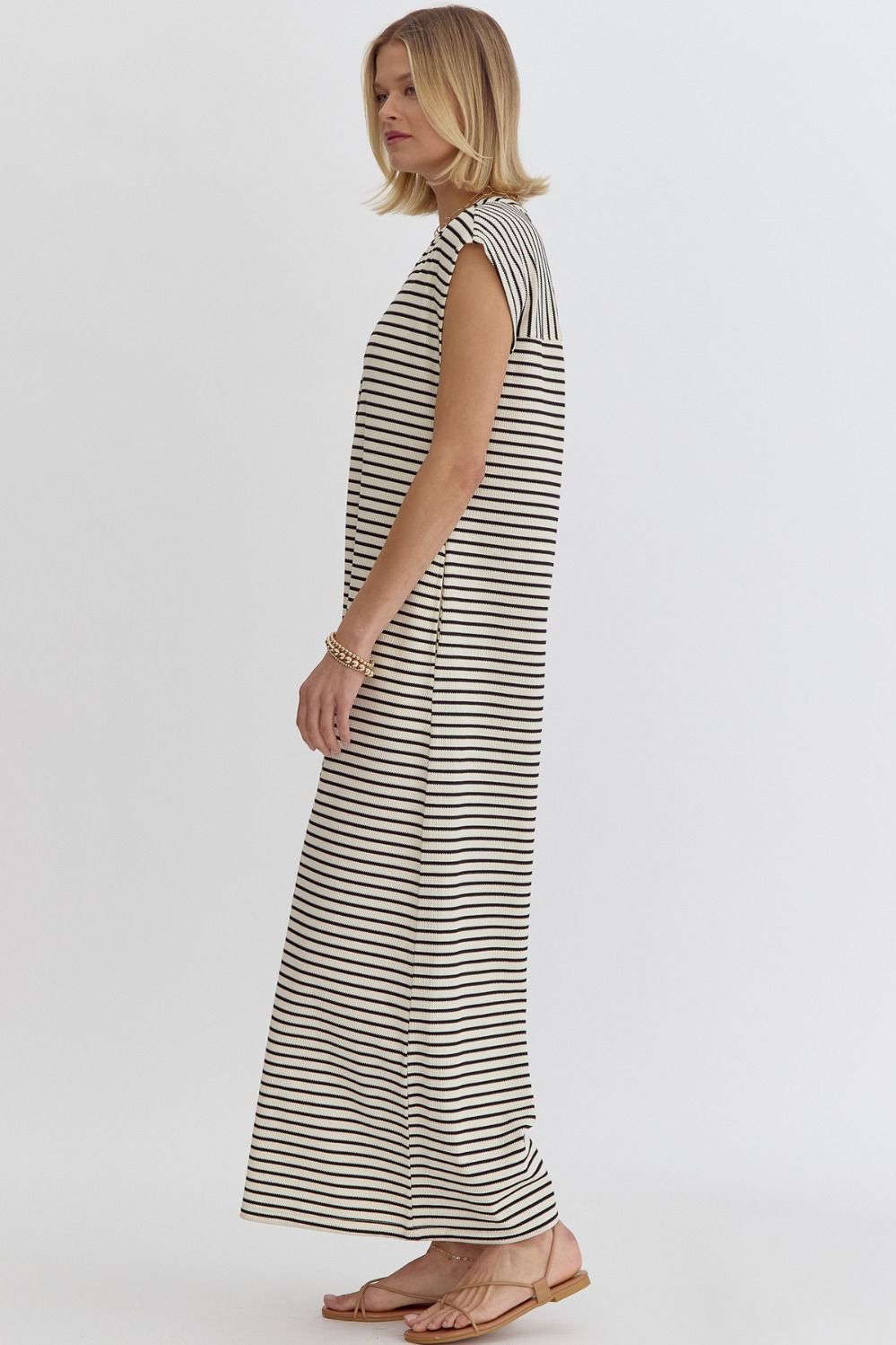 Oversized Sleeveless Jumpsuit in Black/Ecru