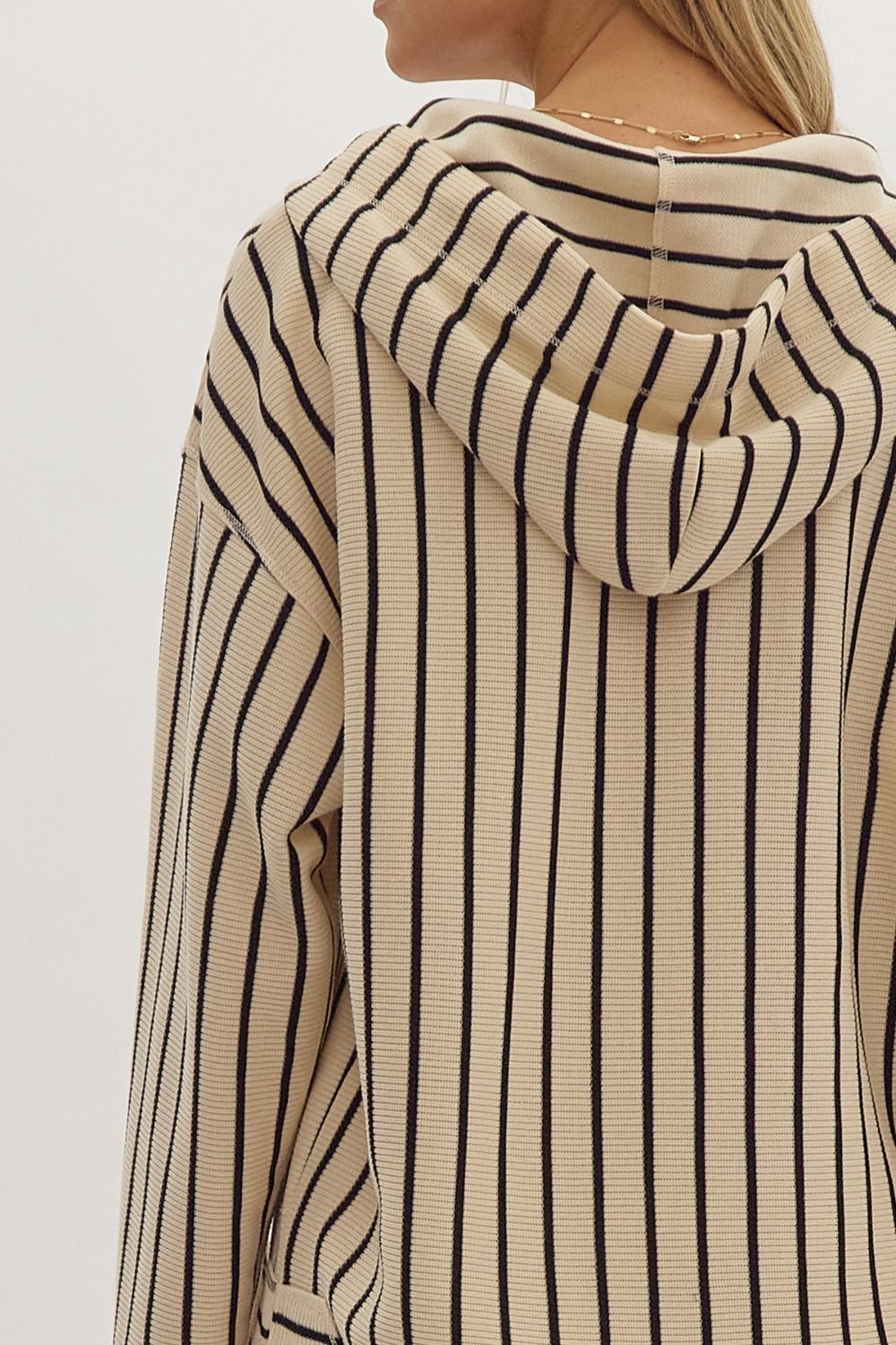 Stripe Long Sleeve Pullover in Cream and Black