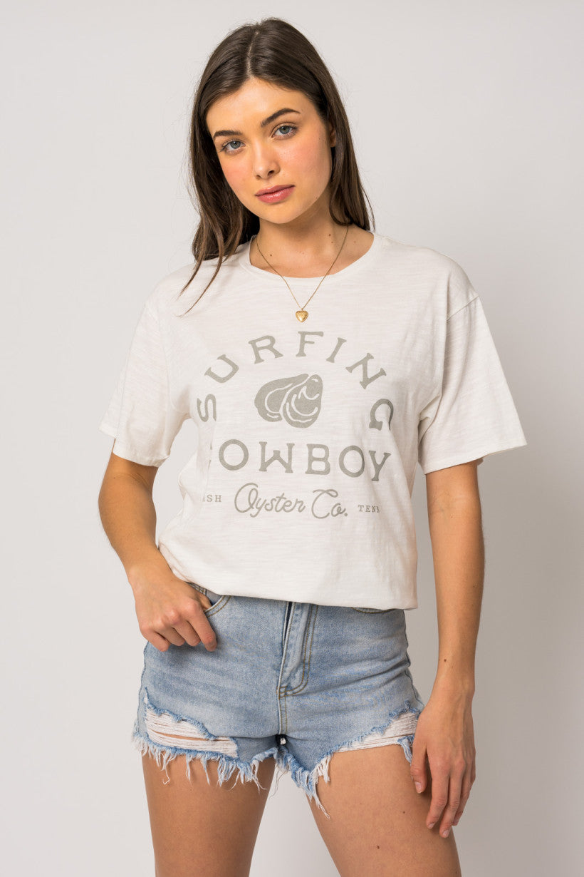 Surfing Cowboy Graphic Tee Shirt
